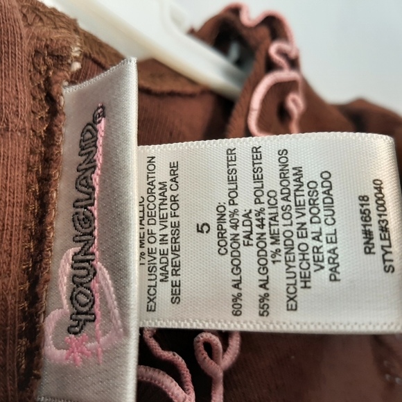 Youngland Brown Pink Butterfly Dress 5 - Picture 5 of 5